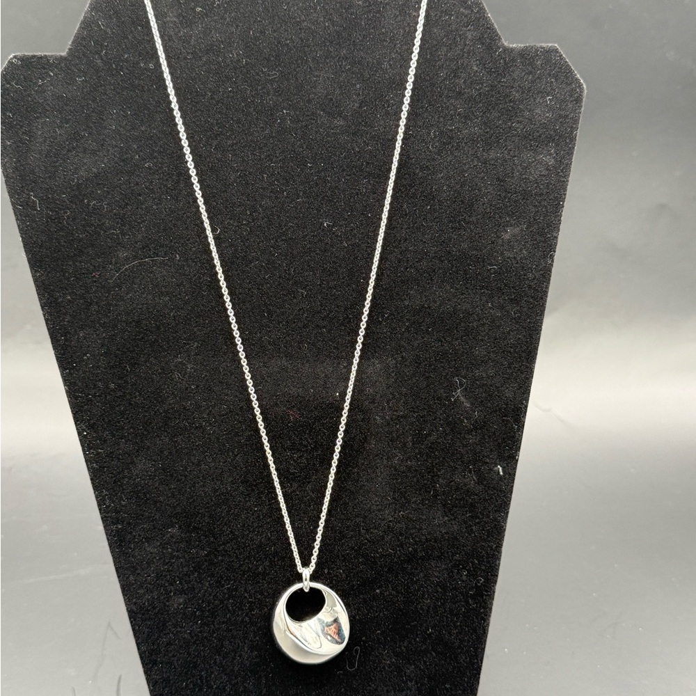 Ann Taylor Silver Circle Pendant Necklace